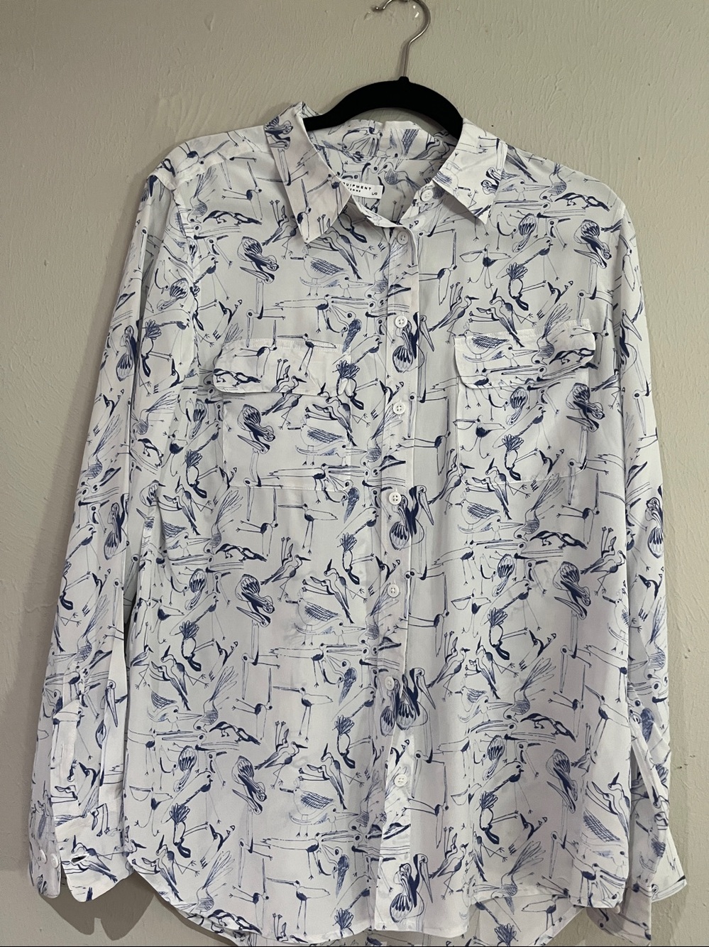 Equipment Femme Silk birds 100% silk Blouse lightweight sz large